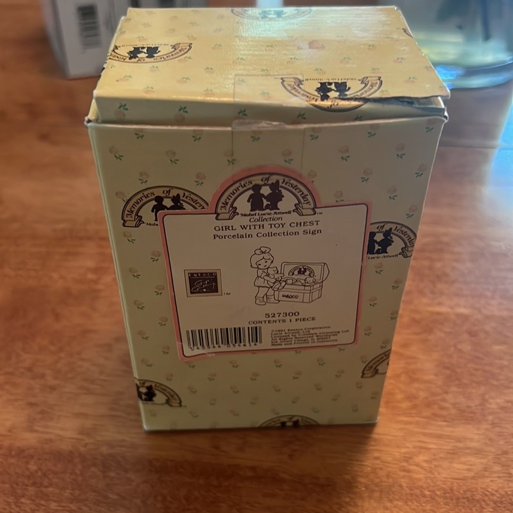 ⭐️HP!⭐️ Enesco Memories of Yesterday “Girl with Toy Chest” porcelain sign. - Picture 12 of 13